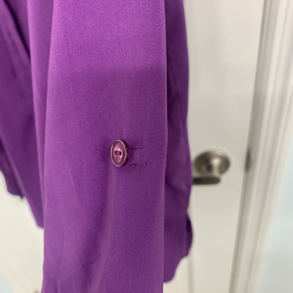 Susan Graves Silky Purple Button Down Blouse Sz 16 Sexy CEO City Girl Boho Vibes - Picture 4 of 11